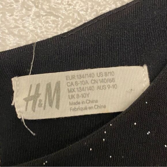 H&M black sparkly stretch cotton wide leg ruffle jumpsuit romper 8-10 - Picture 10 of 10